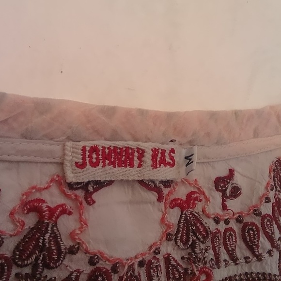 Johnny Was Woman's Sheer Light Pink Paisley Embroidered Blouse Size M - Picture 10 of 10